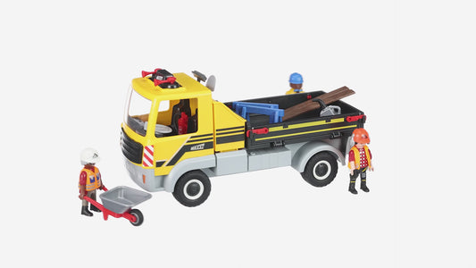 Playmobil Construction Site with Flatbed Truck and Figures 82pc 70742