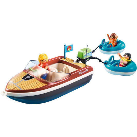 Playmobil 70091 Family Fun Campsite Floating Speedboat with Tube Riders - Maqio