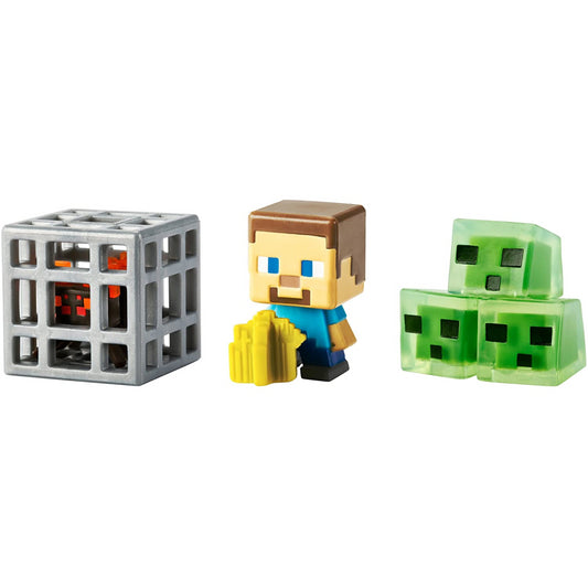 Minecraft Farming Steve, Spawning Spider & Slime Cubes Mini-Figures - Maqio