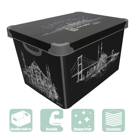 Maqio 22 Litre Plastic Storage IML Print Istanbul DÃ©cor Box - Maqio